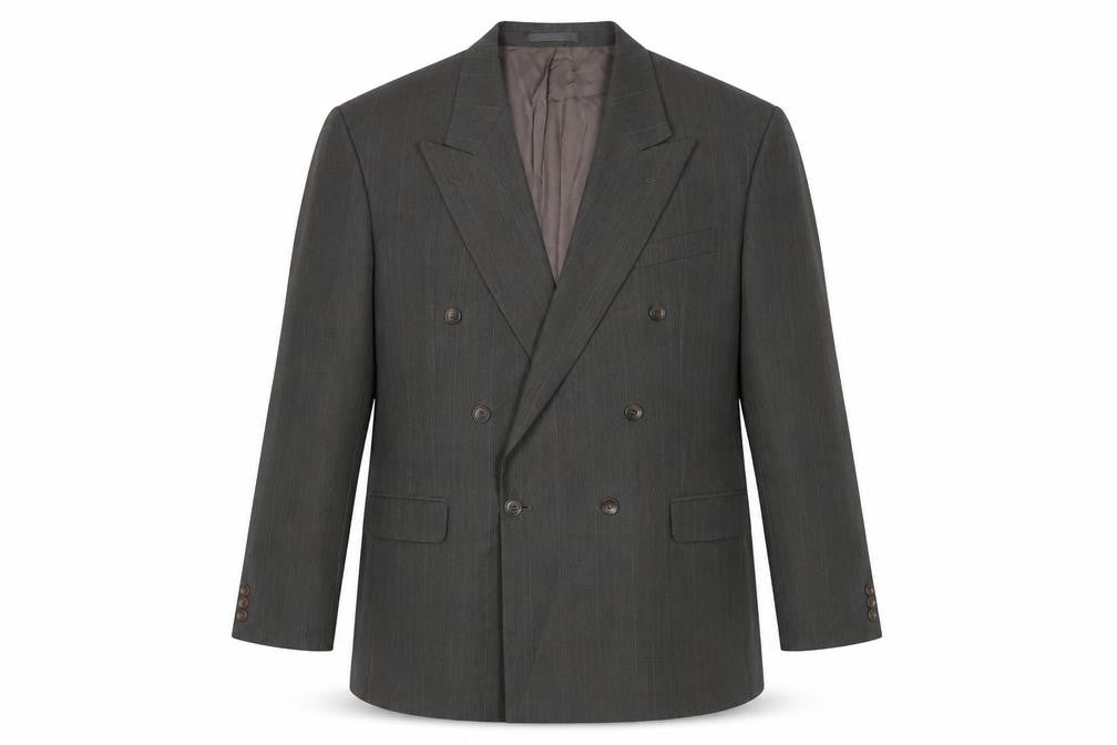 St Michael Mens Green Striped Polyamide Jacket Suit Jacket Size 46 Regular