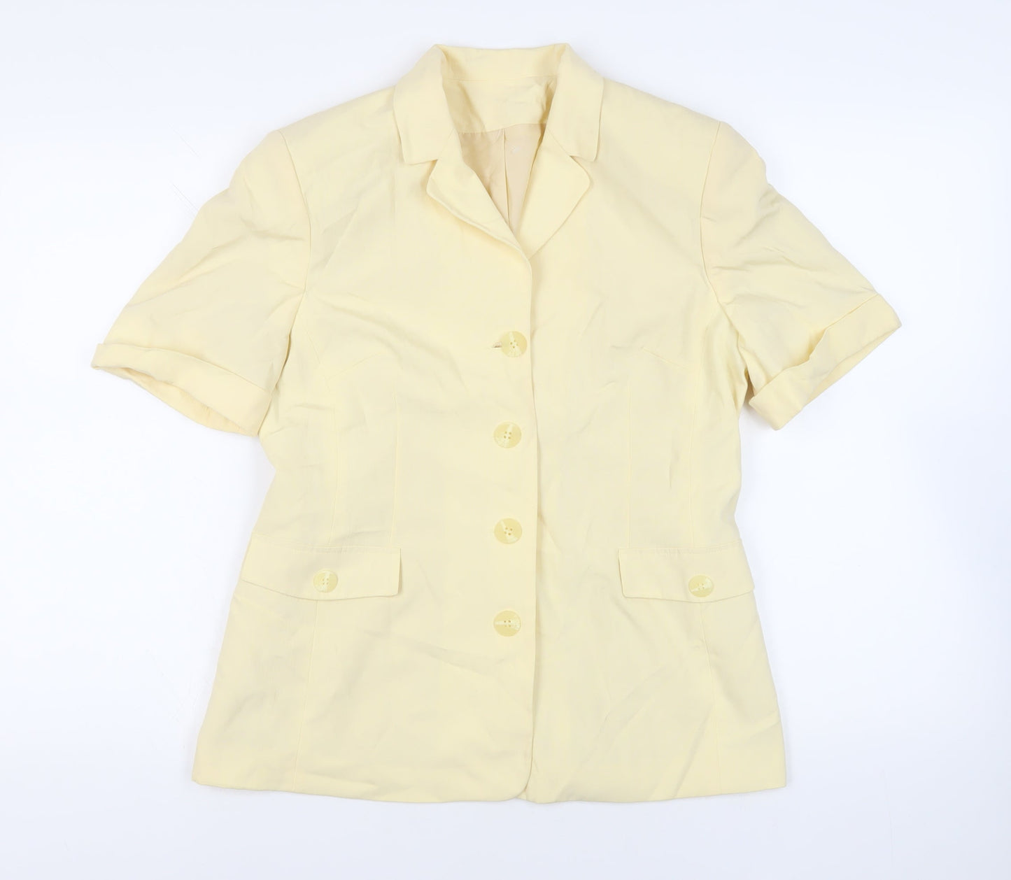New Look Womens Yellow Jacket Blazer Size 14 Button - Vintage