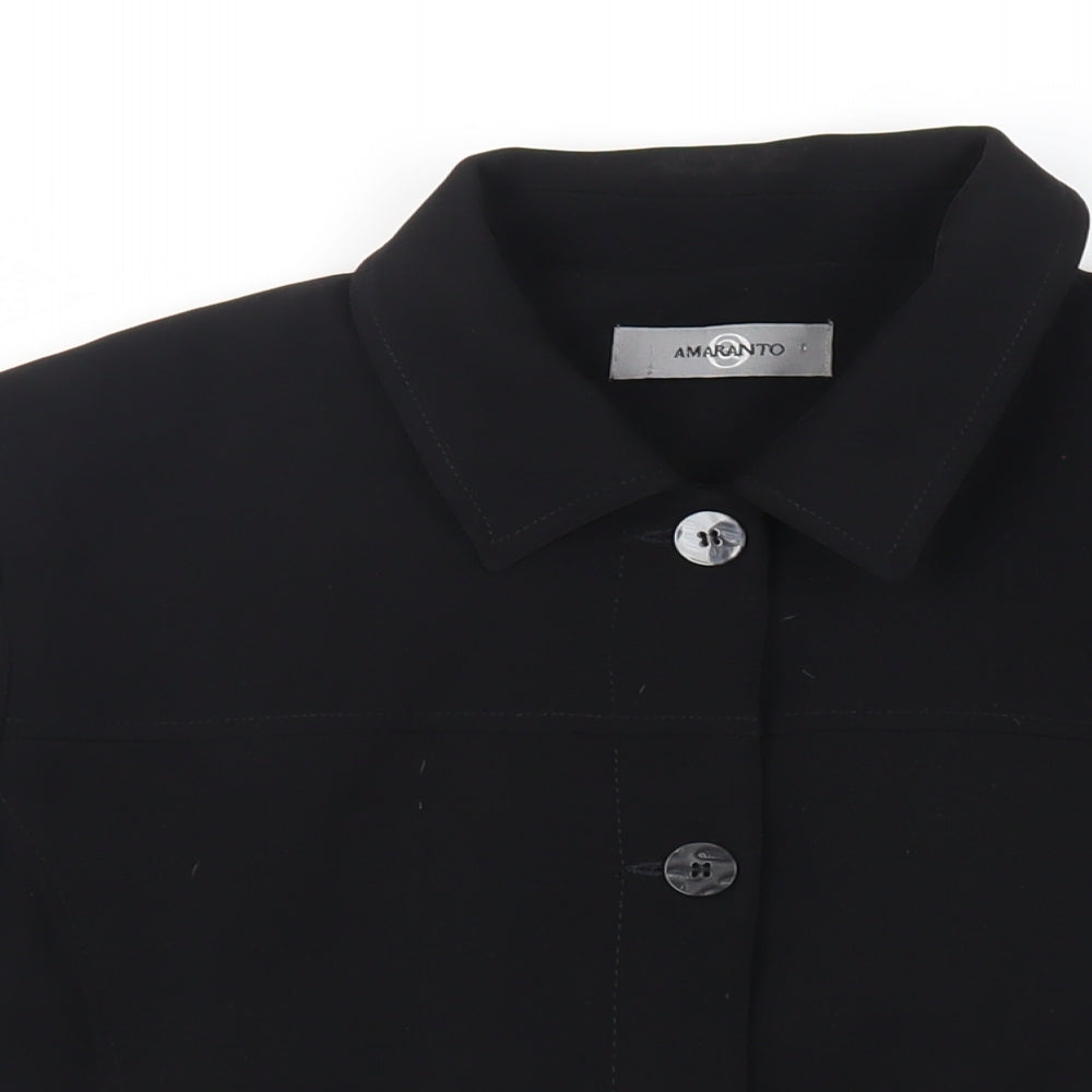 AMARANTO Womens Black Jacket Blazer Size 18 Button