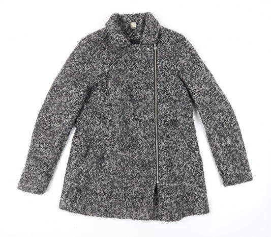 H&M Womens Grey Overcoat Coat Size 12 Zip