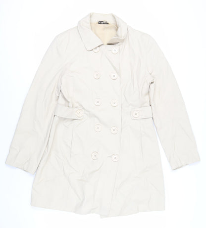 Kosha Womens Beige Overcoat Coat Size 14 Button