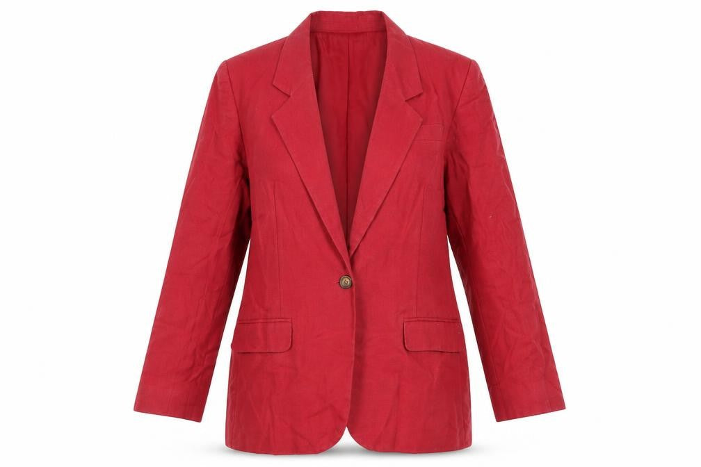 Lands' End Womens Red Jacket Blazer Size 14 Button