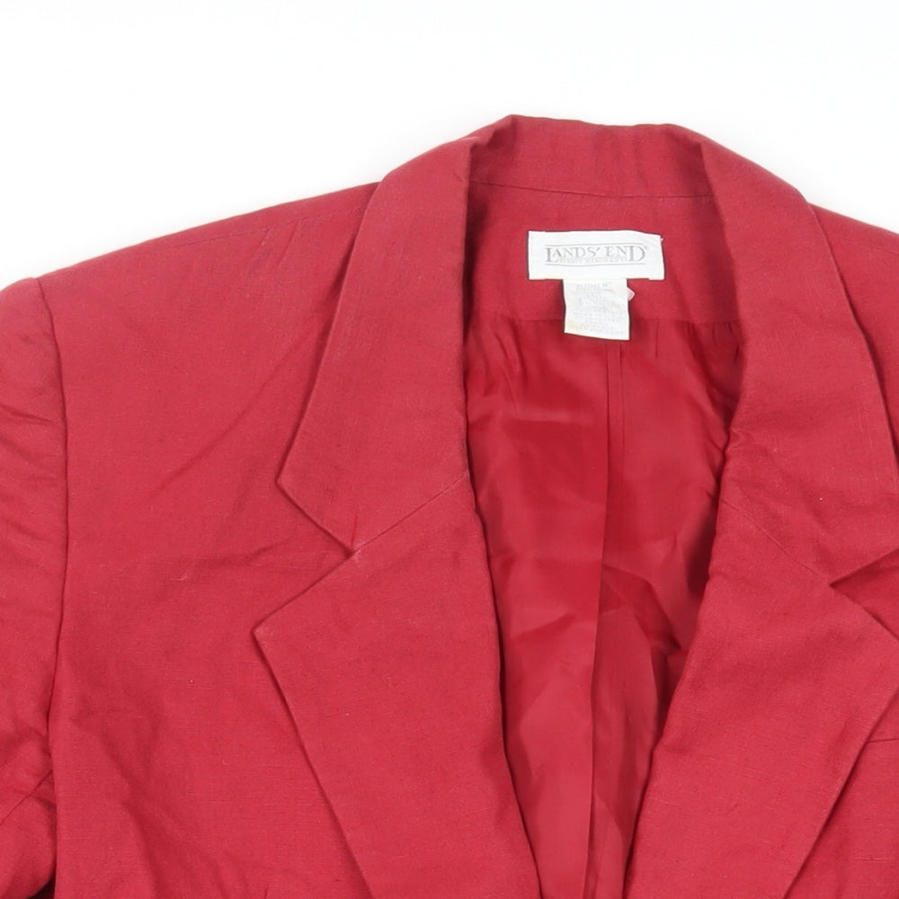 Lands' End Womens Red Jacket Blazer Size 14 Button