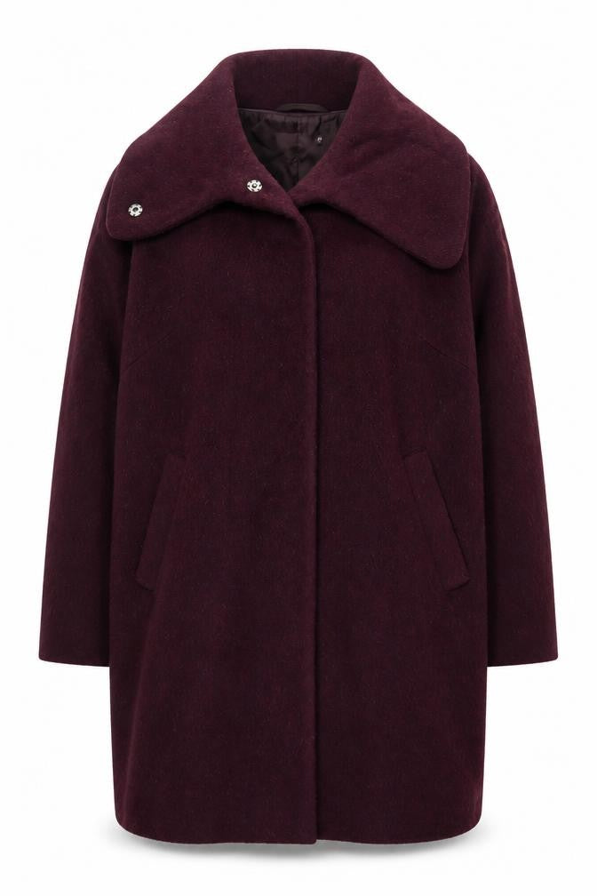 John Lewis Womens Purple Overcoat Coat Size 14 Snap