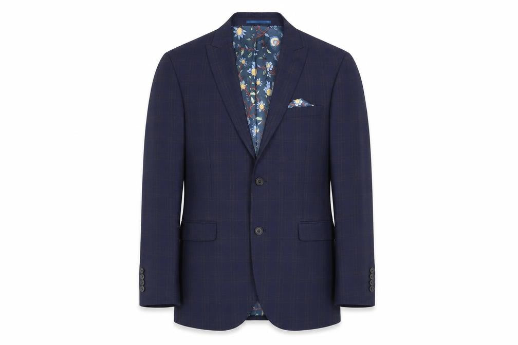 NEXT Mens Blue Plaid Polyester Jacket Suit Jacket Size 40 Regular