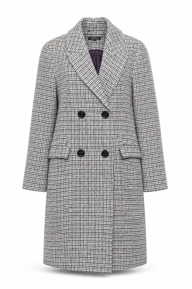 Topshop Womens Grey Geometric Pea Coat Coat Size 4 Button