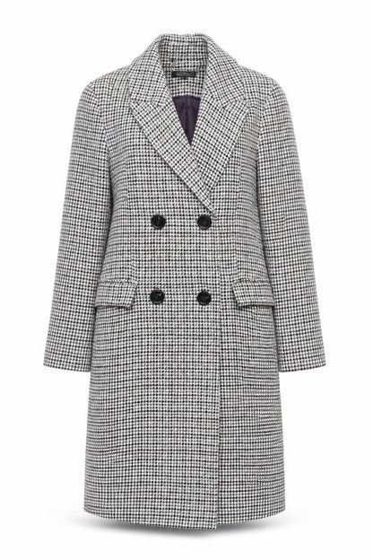 Topshop Womens Grey Geometric Pea Coat Coat Size 4 Button