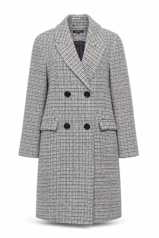Topshop Womens Grey Geometric Pea Coat Coat Size 4 Button