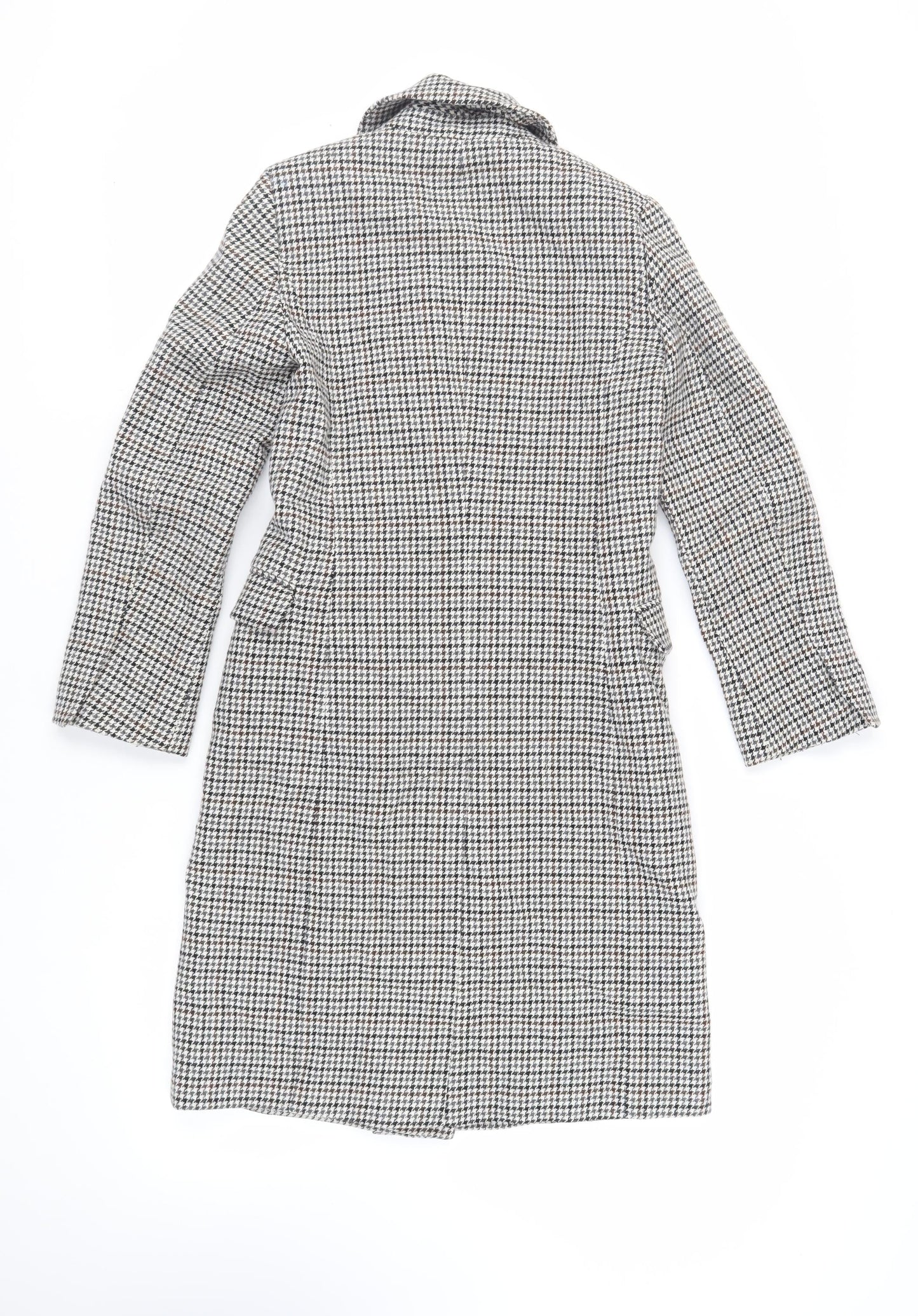 Topshop Womens Grey Geometric Pea Coat Coat Size 4 Button