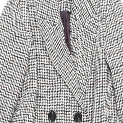 Topshop Womens Grey Geometric Pea Coat Coat Size 4 Button