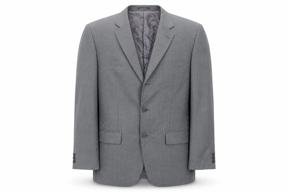 H&M Mens Grey Striped Wool Jacket Suit Jacket Size 40 Regular