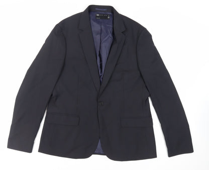 Additional front view of ASOS men’s blue polyester jacket suit jacket, size 42, regular