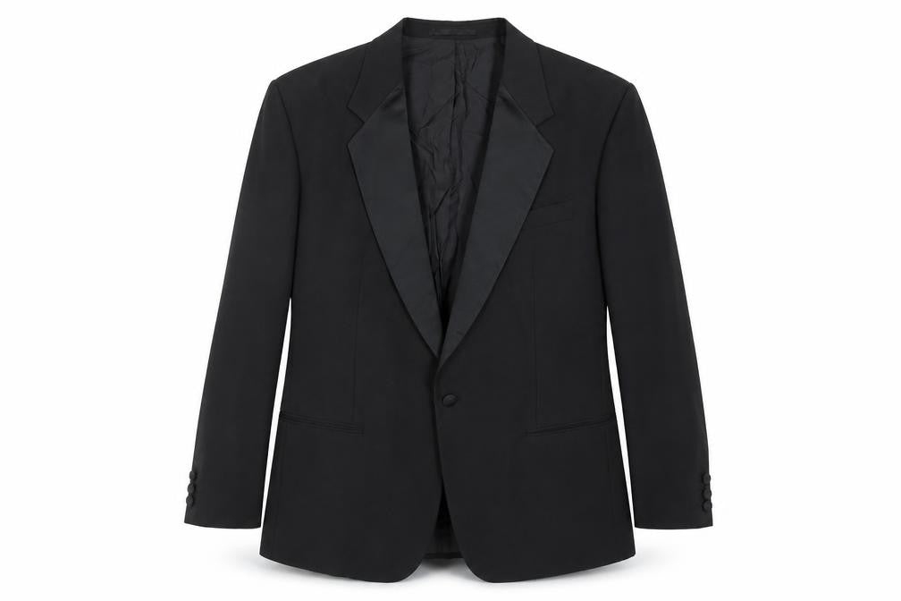 Burton Mens Black Wool Tuxedo Suit Jacket Size 42 Regular
