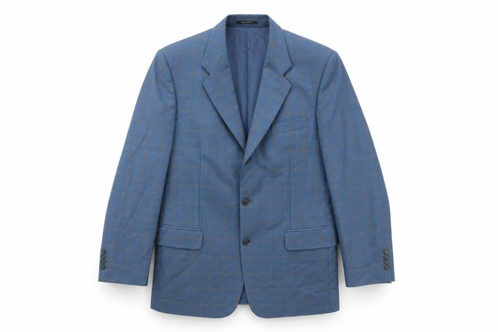 Josef Geis Mens Blue Check Wool Jacket Suit Jacket Size 44 Regular