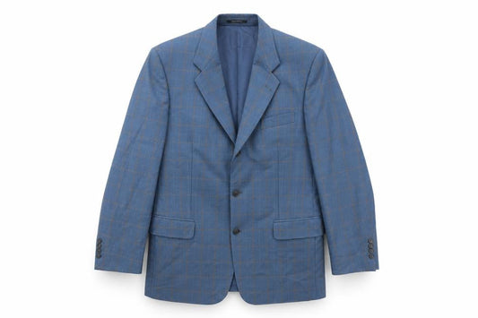 Josef Geis Mens Blue Check Wool Jacket Suit Jacket Size 44 Regular