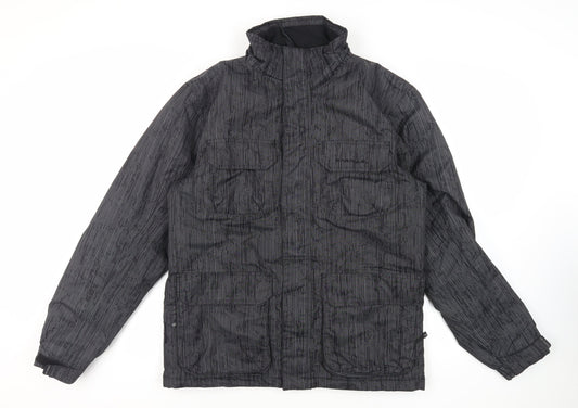 Parallel Mens Grey Striped Jacket Size S Zip - Ski Jacket Waterproof Technical