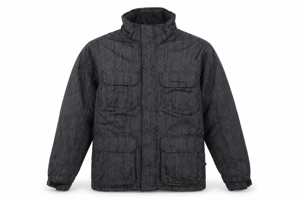 Parallel Mens Grey Striped Jacket Size S Zip - Ski Jacket Waterproof Technical