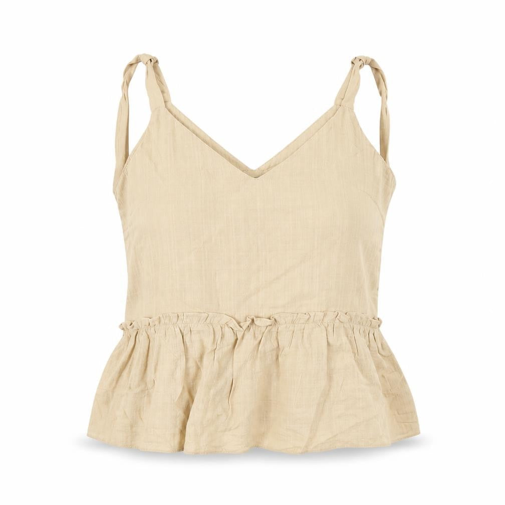 New Look Womens Beige Cotton Basic Tank Size 12 V-Neck