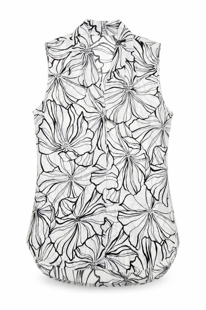 Debenhams Womens White Floral Polyester Basic Tank Size 10 V-Neck