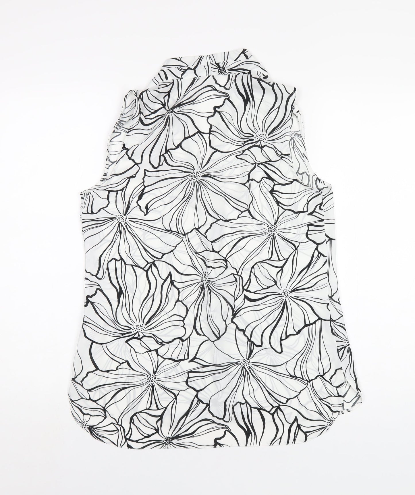 Debenhams Womens White Floral Polyester Basic Tank Size 10 V-Neck