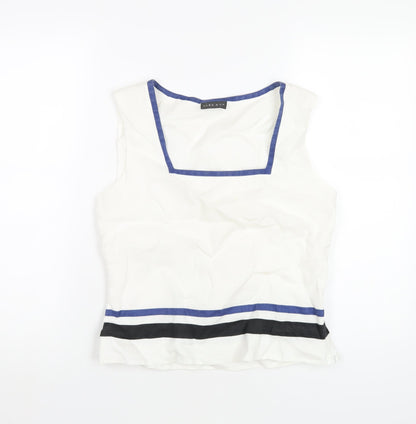 Alex & Co Womens White Ramie Basic T-Shirt Size 12 Square Neck