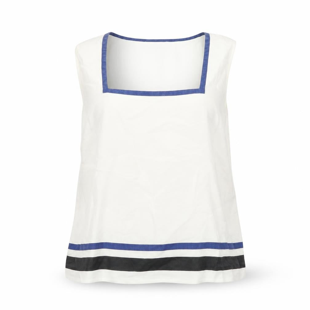 Alex & Co Womens White Ramie Basic T-Shirt Size 12 Square Neck