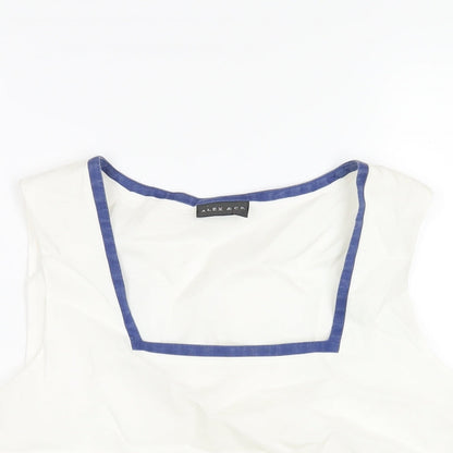 Alex & Co Womens White Ramie Basic T-Shirt Size 12 Square Neck