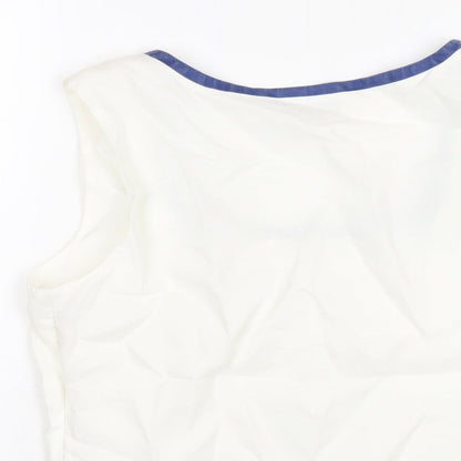 Alex & Co Womens White Ramie Basic T-Shirt Size 12 Square Neck