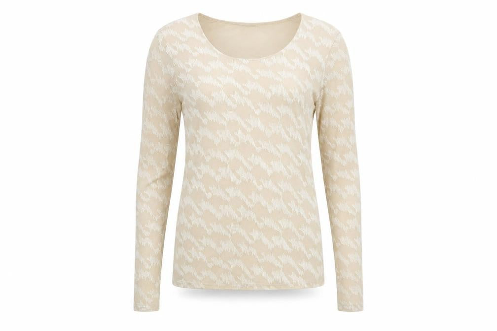 Planet Womens Beige Nylon Basic T-Shirt Size S Scoop Neck