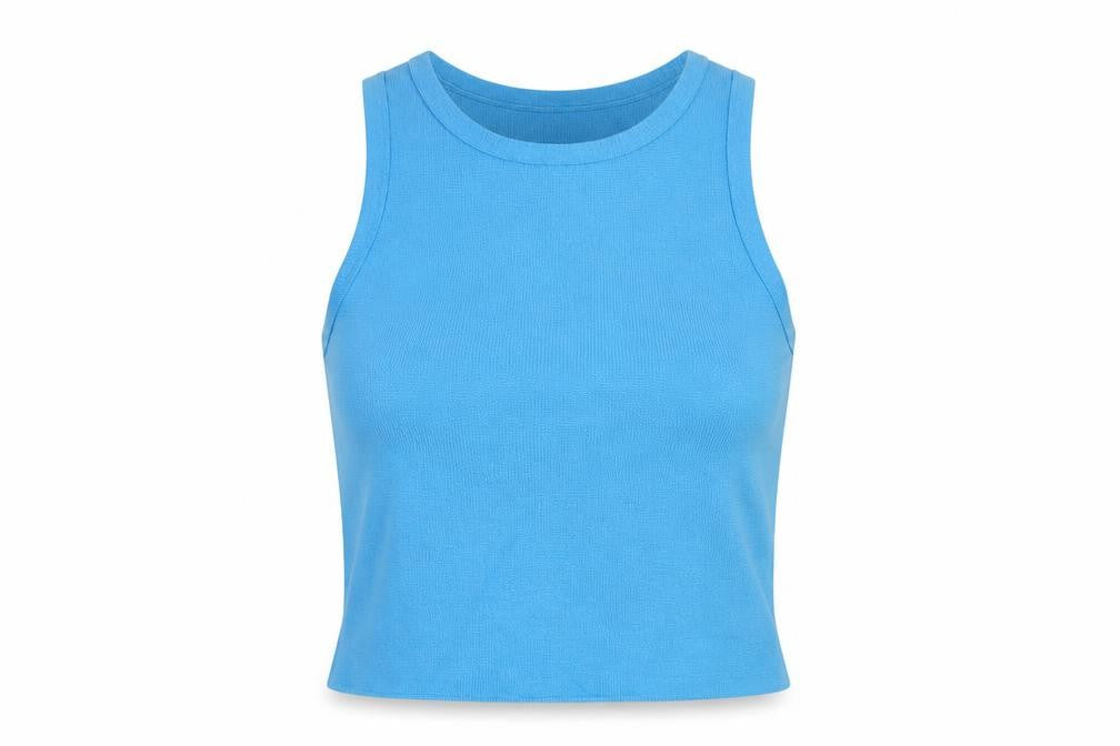 Zara Womens Blue Viscose Basic Tank Size M Round Neck