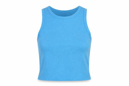 Zara Womens Blue Viscose Basic Tank Size M Round Neck
