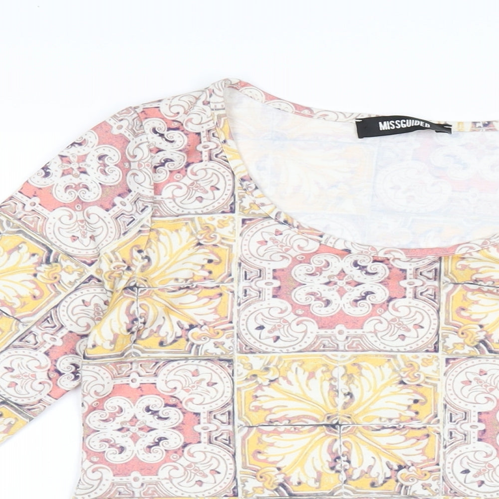 Missguided Womens Multicoloured Geometric Viscose A-Line Size 6 Round Neck Pullover