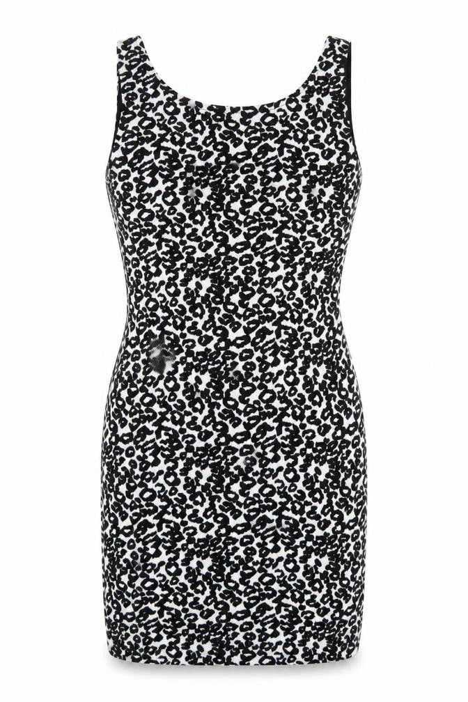 H&M Womens Black Geometric Polyester Bodycon Size 4 Scoop Neck Pullover