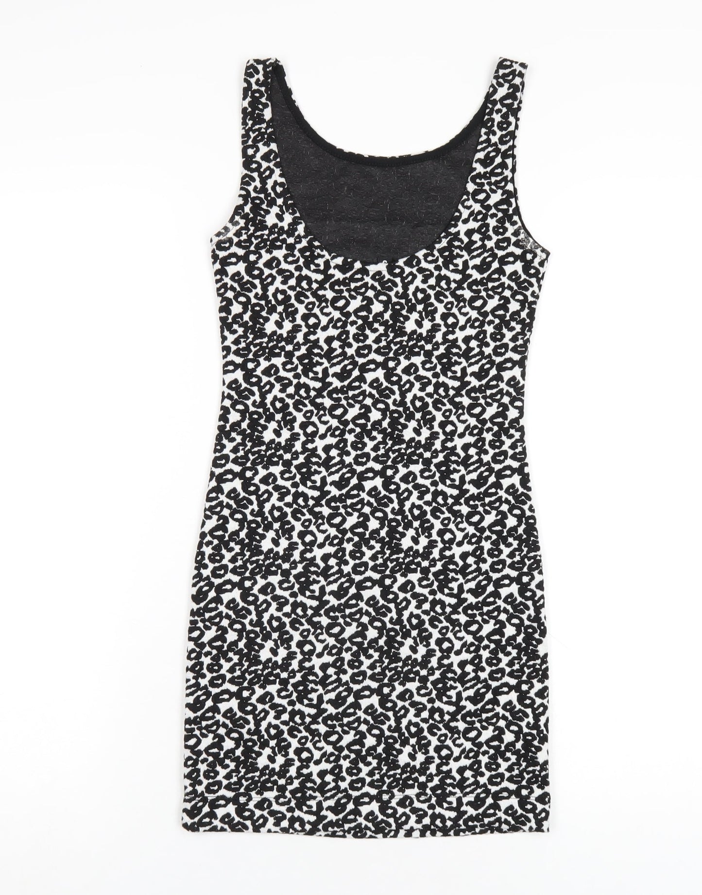 H&M Womens Black Geometric Polyester Bodycon Size 4 Scoop Neck Pullover
