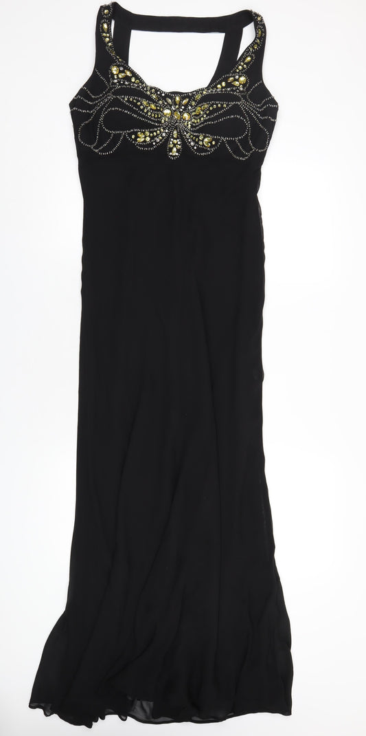 Pearce Fionda Womens Black Polyester Maxi Size 12 Sweetheart Zip - Beaded