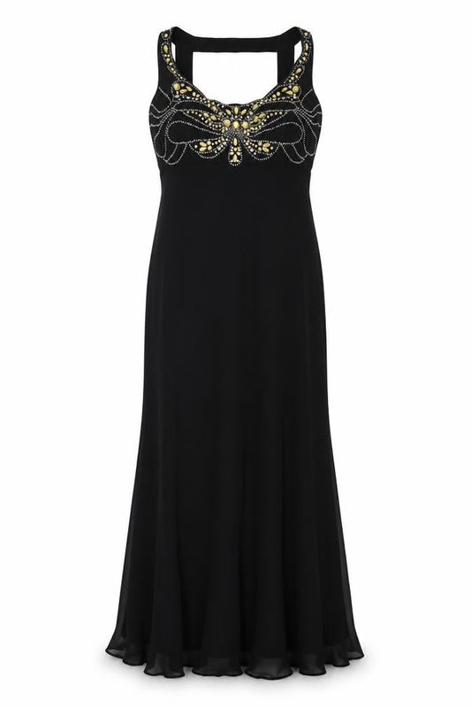 Pearce Fionda Womens Black Polyester Maxi Size 12 Sweetheart Zip - Beaded
