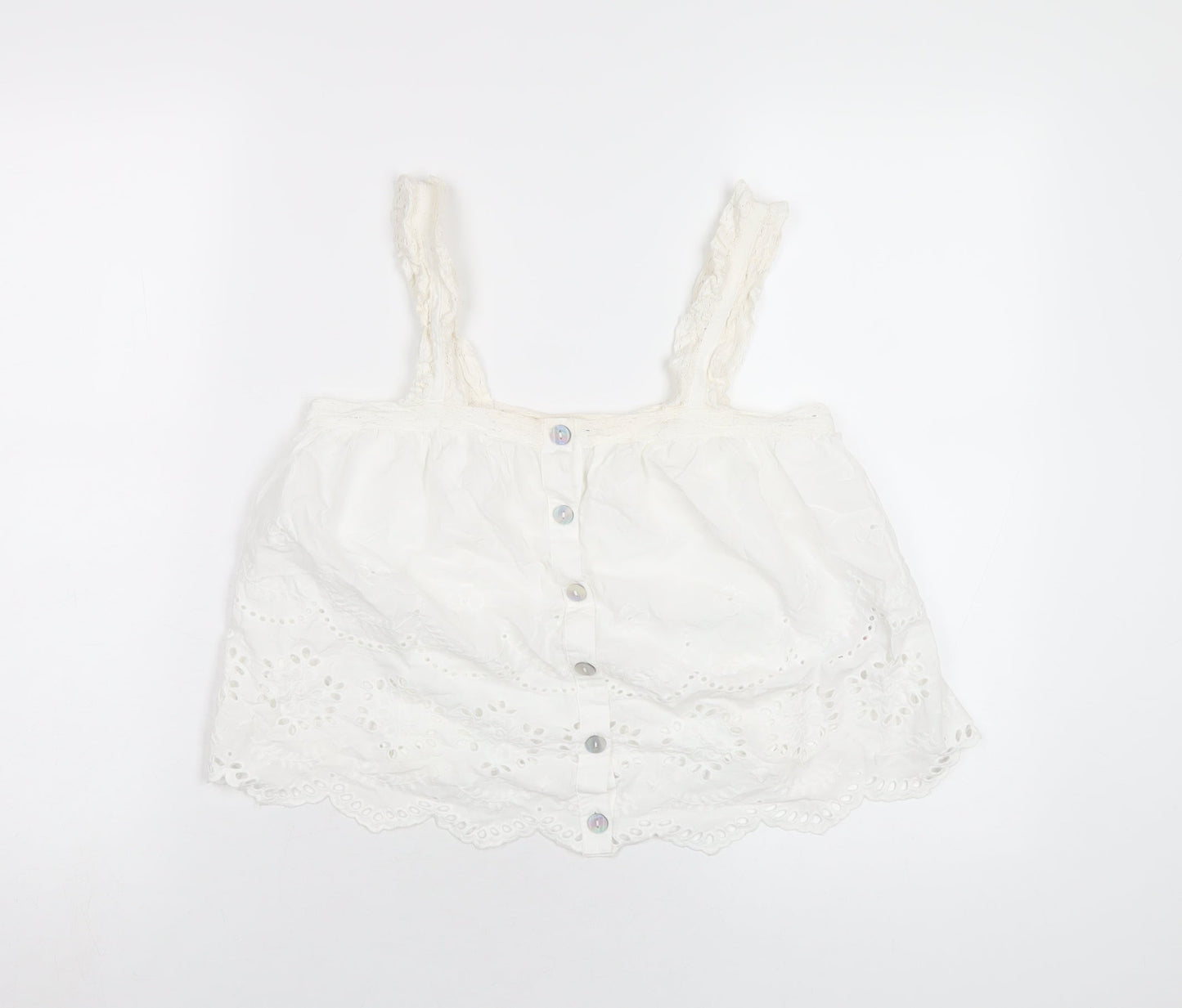 River Island Womens White Cotton Basic Tank Size 8 Square Neck