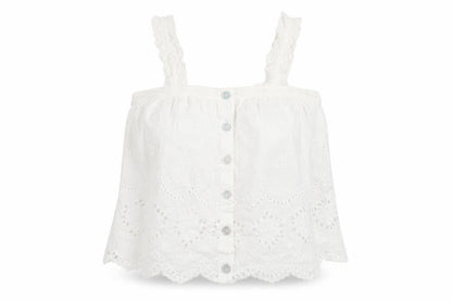 River Island Womens White Cotton Basic Tank Size 8 Square Neck