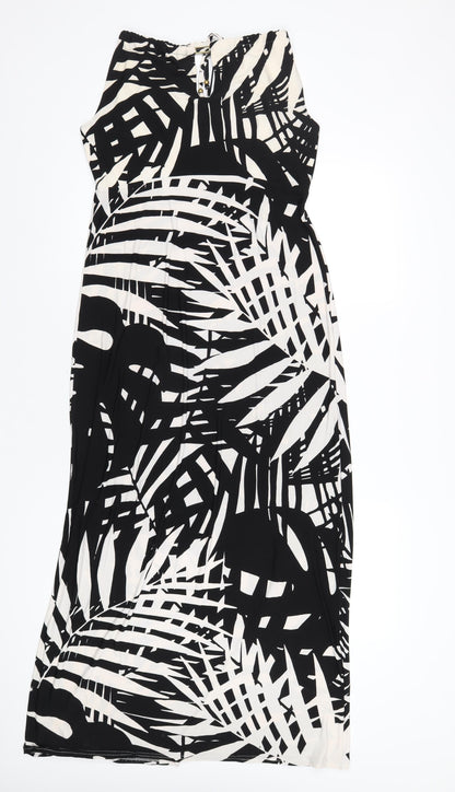 Additional front view of Kaleidoscope women’s black geometric polyester a-line, size UK 12, round neck pullover