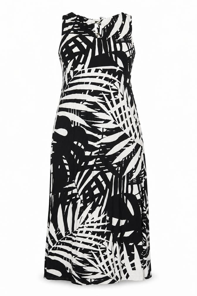 Kaleidoscope Womens Black Geometric Polyester A-Line Size 12 Round Neck Pullover