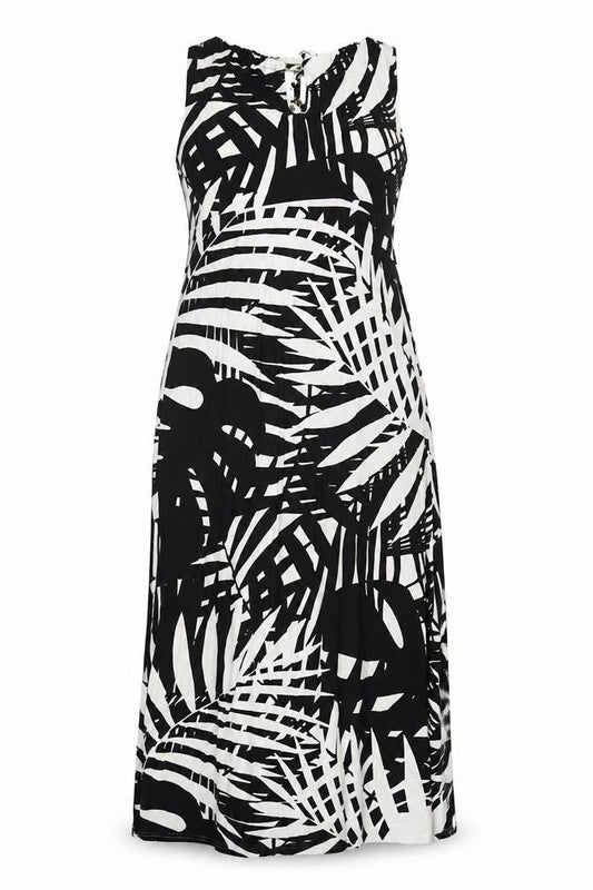 Kaleidoscope Womens Black Geometric Polyester A-Line Size 12 Round Neck Pullover