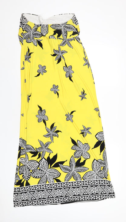 Back view of Kaleidoscope women’s yellow geometric polyester a-line, size UK 12, square neck pullover