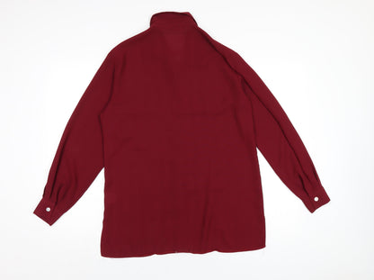 Chandelle Womens Red Polyester Basic Button-Up Size 12 Collared