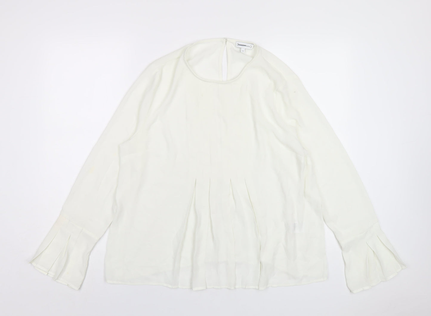 Warehouse Womens White Polyester Basic Blouse Size 16 Round Neck
