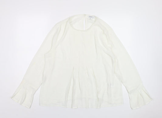 Warehouse Womens White Polyester Basic Blouse Size 16 Round Neck