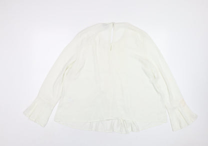 Warehouse Womens White Polyester Basic Blouse Size 16 Round Neck