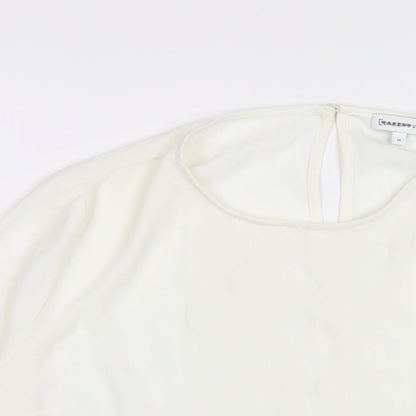 Warehouse Womens White Polyester Basic Blouse Size 16 Round Neck