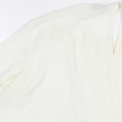Warehouse Womens White Polyester Basic Blouse Size 16 Round Neck