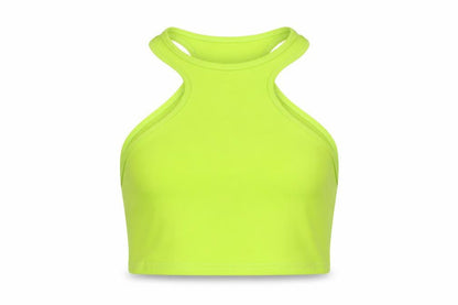 PRETTYLITTLETHING Womens Green Polyester Cropped Tank Size 14 Round Neck