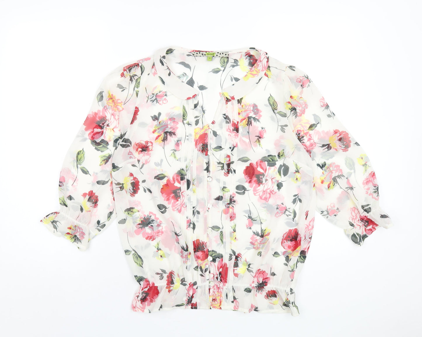 NEXT Womens Multicoloured Floral Polyester Basic Blouse Size 10 V-Neck